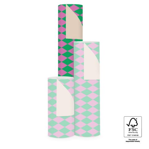 P15.219.070 Inpakpapier - Harlequin Green/Pink - Nude