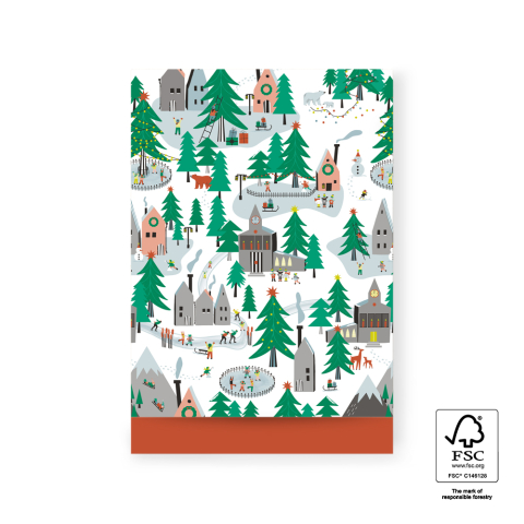 P38.210.017 X-mas Cadeauzakjes - Village - Orange - 17 x 25 cm