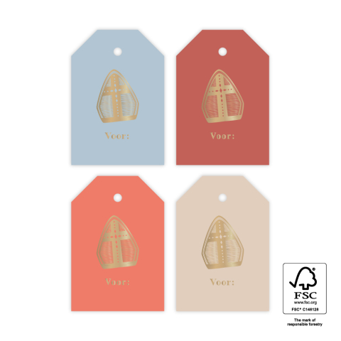 P39.010.100 Sint Gift Tags Multi - Mijter Goud