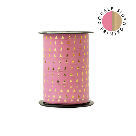 P39.317.180 X-mas Lint - Paporlene - Tree - Bright Pink - Gold