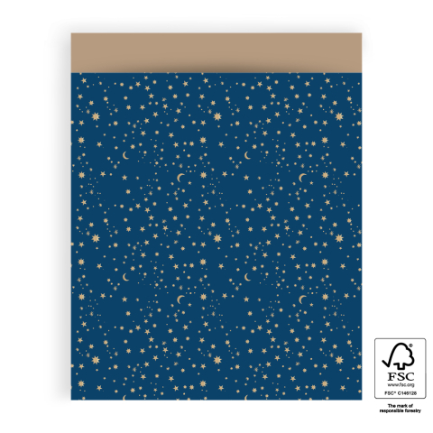 P43.198.027 Cadeauzakjes - Galaxy Foil Gold Blue - Taupe - 27 x 34 cm