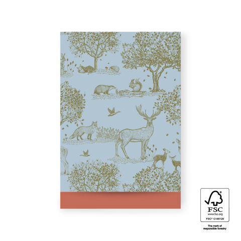 P43.217.017 Cadeauzakjes - Forest Animals Blue - Dark Orange - 17 x 25 cm