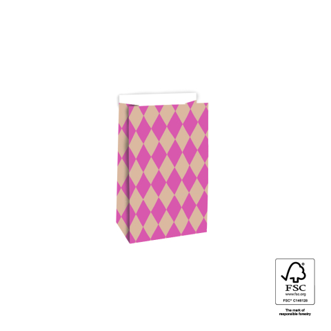 P44.068.012 Blokbodemzakken - Harlequin Pink/Nude - 12 x 7 x 19 cm