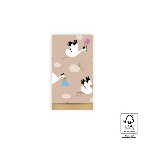 Cadeauzakjes - Baby Bird Beige - Gold - 7 x 13 cm